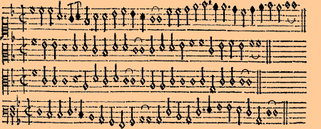 Marin Mersenne: Harmonie universelle, 1636, Gavotte für vier Blockflöten
